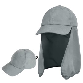 Solaris Sun Hats for Men with Ear Neck Flap Cover UPF 50+ UV Protection Baseball Cap for Safari, Hiking, Fishing, Outdoor Adventures #5 Gray
