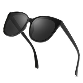 HASFOX Cat Eyes Sunglasses for Women | Polarized UV Protection Shades for Driving | Lightweight Oversized Style | Hard Case