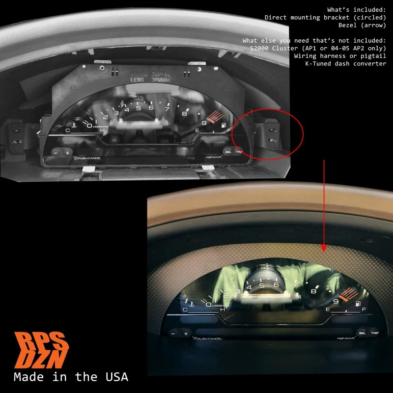 RPSDZN S2000 Cluster Conversion Satin Acrylic MOUNTING KIT for 92-95