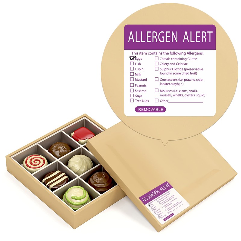 Hycodest 50x50mm 300 pcs Food Allergen Warning Labels Removable No