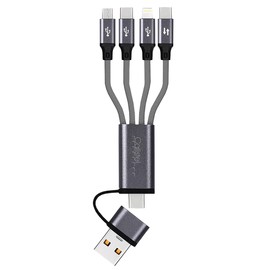 Callstel Handy Ladekabel: 8in1-Lade- & Datenkabel USB-C/A zu USB-C/Micro-USB/Lightning, 30cm, 3A (USB Adapter Kabel, Ladekabel USB Typ C, 3in1 Schnellladekabel)