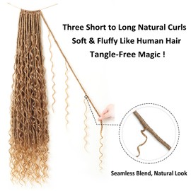 9 packs Boho Faux Locs Crochet Hair, 30 Inch, Honey Blonde Pre Looped Goddess Soft Locs Crochet Hair with Curly Ends, Bohemian River Locs for Black Women(27#, 30 Inch)