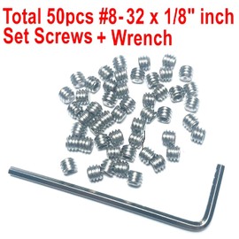 ZDingTech 50pcs Set Screws 8-32 x 1/8 inch 304 Stainless Steel Allen Head Hex Hexagon Socket Set Screws with 5/64 Allen Wrench,Set Grub Screws Hex Allen Head Socket Set Screws.(1/8" Length)