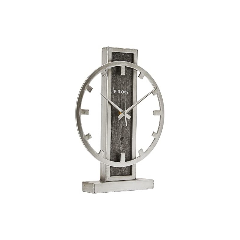 Bulova B1864 Streak Tabletop Clock, Aged Silver-Tone 2.63 x 12