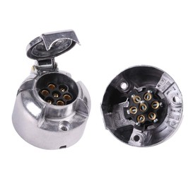 AOHEWEI 7-Pin Towing Hitch Electric Trailer Socket Metal Aluminium Alloy 7-Way Car Light Connections for Boats Motorhome or Other Commercial Vehicles