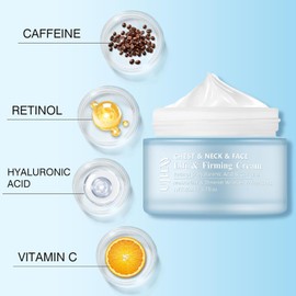 UJhay Retinol Neck Cream Hyaluronic Acid Caffeine Rich Perm to Minimize Fine Wrinkles and Dullness - 3-in-1 Moisturizing for Neck, Chest and Face (50ml1.7oz) / 잔주름과 칙칙함을 최소화하는 UJhay 레티놀 넥 크림 히알루론산 카페인이 풍부한 펌 - 목 가슴 얼굴용 3-in-1 보습 (50ml1.7온스)