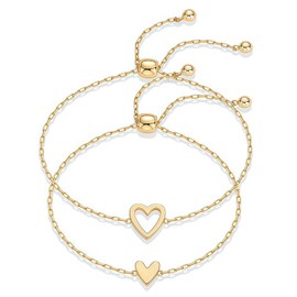 IPNSDON 2 Stück goldene herzförmige Armbänder Verstellbares silbernes Liebesarmband für Frauen, Geburtstagsgeschenk, ein Geschenk für Jugendliche – perfekt für Frauen und Mädchen
