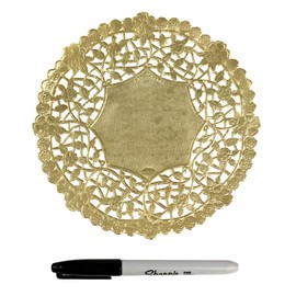 Hygloss Round Paper Doilies Decorative, Metallic Foil Gold Lace Disposable-Food Grade Safe-6 Inches-100 Pack, 6-Inch