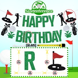 Golf Happy Birthday Banner, Happy Birthday Bunting Sign for Men Women, Sport Theme Party Decorations Supplies with Golf Ball Player