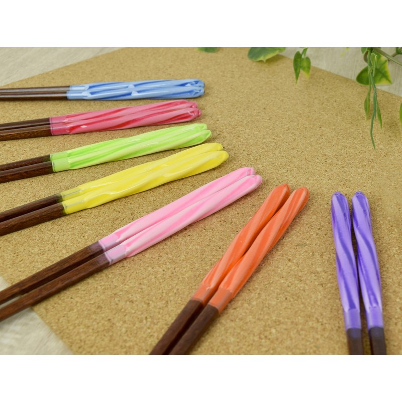 Aoba Chopsticks Natural Wood, Candy Ball Thread, Blue, 7.1 inches