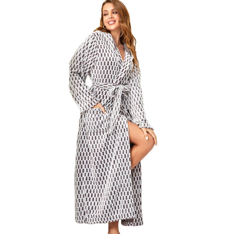 Local Stock Plush Oversize Winter Soft Warm Long Flannel Bathrobe