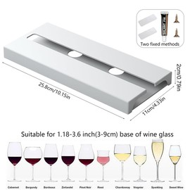 DESONAUT 4 Pcs Wine Glass Holder Under Shelf or Cabinet Punch-free,Wine Glass Rack Stemware Rack Glassware Drying Storage Hanger for Kitchen,Bar and Restaurant (White)