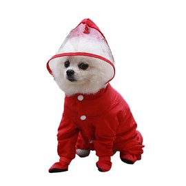 IOICYBF-Chubasquero para Perros con Capucha, Impermeable, Reflectante, de Cobertura Total, Poncho de Lluvia de Secado rápido y Zapatos para Perros pequeños, medianos y Grandes, Rojo, XL