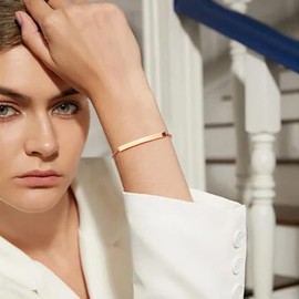 Gleamart Adjustable Love Heart Bracelet for Women Stainless Steel Pull Bracelet with Cubic Zirconia Rose Gold3