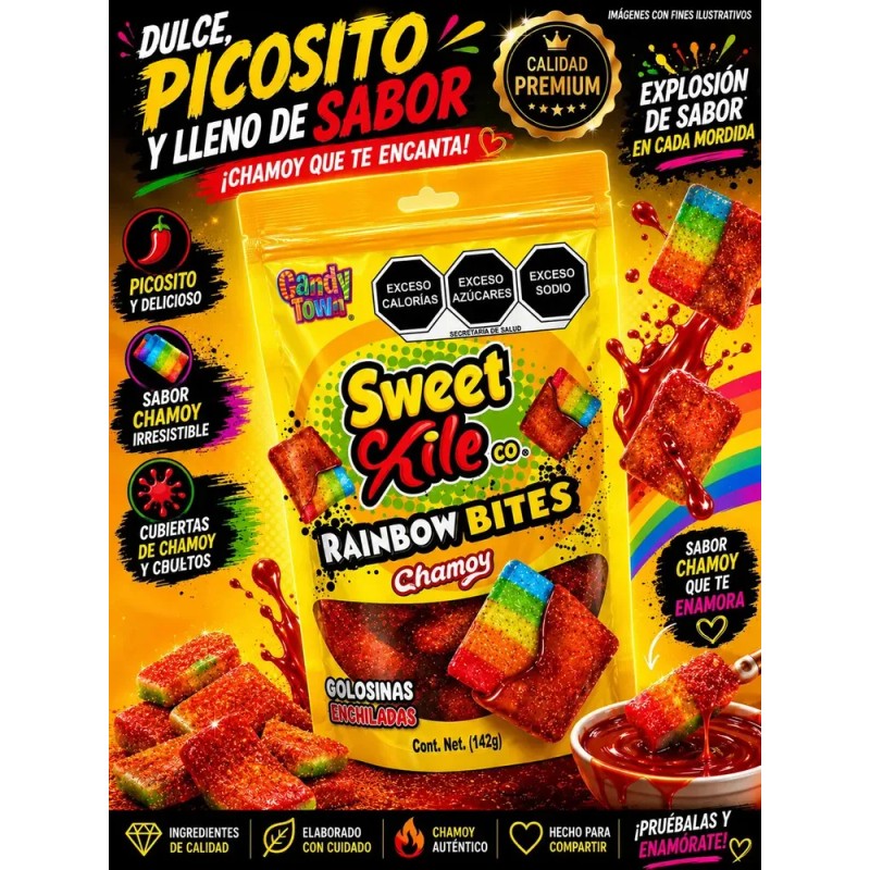 Gomitas Enchiladas Sweet Chile Rainbow Bites Chamoy 142g Dulces Aciditos