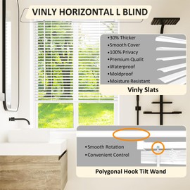 AIRLAJYID Cordless Vinyl Mini L Blinds 39" W x 48" H, 1" Slat White Horizontal Windows L Blind for Door, Shades, Camper, Light Filtering, Interiors, Arrive 1/2 Inch Narrower Indoor