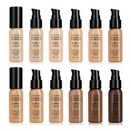 QIDSTERS 2 in 1 Foundation Concealer, Lightweight Creamy Long Lasting Face Makeup for Combination Oily Skin, Conceals Dark Circles Under Eyes Dark Spots and Blemishes, Vegan Cruelty-Free, Medium Tan