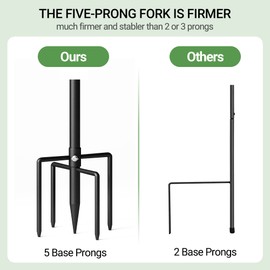 Surprizo 92" Shepherds Hooks for Outdoor, Extra Thick Bird Feeder Pole with 5 Prong Base, Adjustable Shepards Hook for Garden, Weddings, Hanging Plant