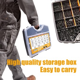 weideer 1095pcs #8#10 Self Tapping Screws,M2 M3 M4 Self-Tapping Wood Screws,Black Oxide Truss Head and Phillips Pan Head Self Tapper Screw Assortment Kit