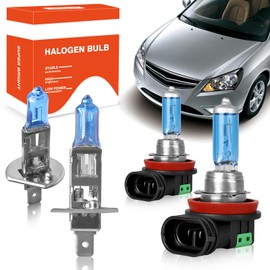 OQSNCV Fit for Hyundai Elantra (2011 2012 2013) Halogen Headlight Bulbs, H1 High Beam + H11 Low Beam Headlamp Replacement Bulbs Kit, Pack of 4