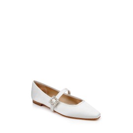 Badgley Mischka Women's Brystol Mary Jane Flat, Ivory, 8