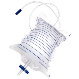 Urinary Drainage Bag, 2000mL, Anti-Reflux Valve, Easy Drain Switch, for Home and Hospital Health Aids (1 Pack)