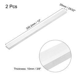 sourcing map 2 Pcs Square Aluminum Flat Bar, 3/8" (10mm) Thick x 25/32" (20mm) Width x 13" (330.2mm) Long 6063 Aluminum Flat Plate Solid New Mill Stock Silver for Industrial Building