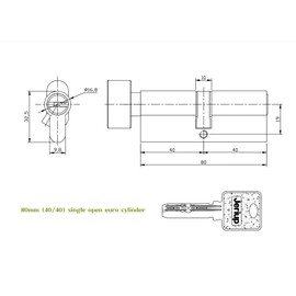 Jeriup 80mm (35/10/35) Oil Rubbed Bronze (Black Color) Euro Cylinder with 5 Keys (dimple), Single Open Copper Cylinder, Suitable for Wooden, Composite, UPVC or Aluminium Doors with a Euro Profile