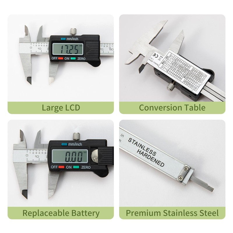 SCITOOLS Digital Caliper 0-8" Measuring Tool with Metal Ruler, Micrometer
