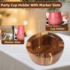SACXFMC Acacia Wood Cup Holder with Marker Slot - Rustic