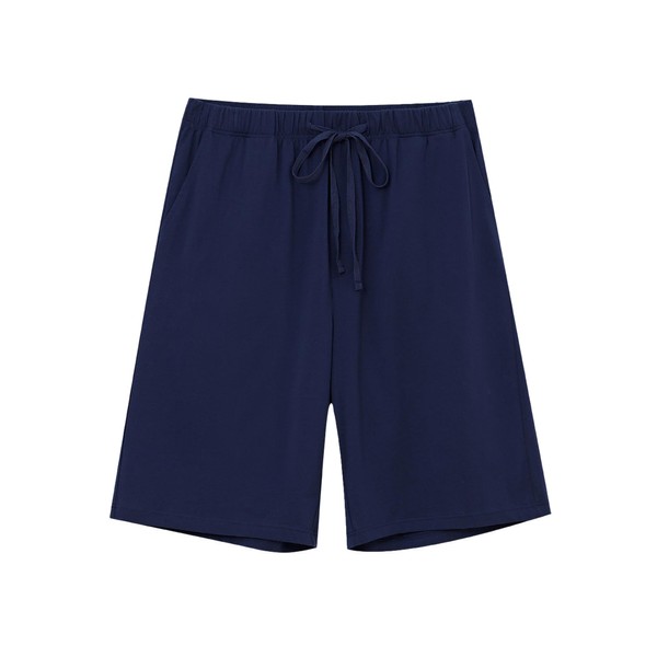 COLORFULLEAF - Pantalones cortos de algodón para hombre, pantalones cortos de pijama, pantalones cortos suaves, ligeros con bolsillos, Azul marino, Small