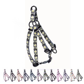 Daisy Dog Harness, Pretty Flower Pattern Quick Release Buckle Pet Halter Adjustable for Small Medium Large Breed Female Dogs Girls Husky Pug Bully Mastiff, Black M