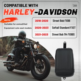 HECASA Rear Passenger Cushion Seat Compatible with 2018-2024 Harley-Davidson Street Bob FXBB / 114 FXBBS Softail Standard FXST Black