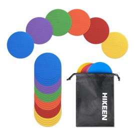 Hikeen 4 inch Poly Spot Markers Rubber Anti-slip Spot Marker Kit for Agility Dot 24 Pcs for Gym/PE Training, Dance, Round Multiple Color for Outdoor Indoor Games Court, Floor Dots and Sport Activities