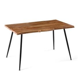 Homedot 47" Home Kitchen Dining Table for 4-6 Person, Modern Home Desk Dinner Table Engineered Wood with Thick Irregular Tabletop Easy Clean Living Room Table with Metal Frame