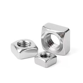M5-0.8 Square Nuts, M5 Fastener Nuts 304 Stainless, Bright Finish, Full Thread Nylock Nuts,50Pcs