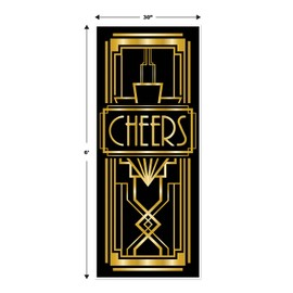 Beistle 59903 2 Piece Great 20's Door Covers, 30" x 6', Black/Gold