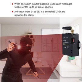 GSM Alarm System, Wireless GSM auto Dialer Alarm 8 Channels of Alarm Detection SMS Phone Alarm Host Home Security Alarm System, for Industrial Factory Warehouse