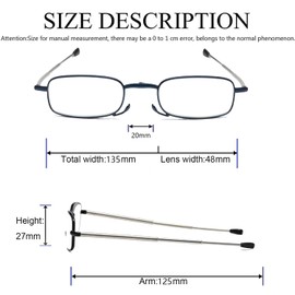 Hubeye Faltbare Lesebrille für Damen und Herren Tragbare Lesehilfe mit Teleskopstange und Reißverschluss Schlüsselanhänger Mini Anti Blaulicht Brille 1.00