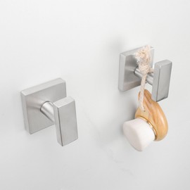 TocTen Towel Hooks for Bathroom, 304 Stainless Steel Heavy Duty Towel Robe Clothes Wall Hook, Wall Mounted Towel Hanger for Bathroom Livingroom Bedroom Kitchen Closet (Brushed Nickel, 5 Pack)