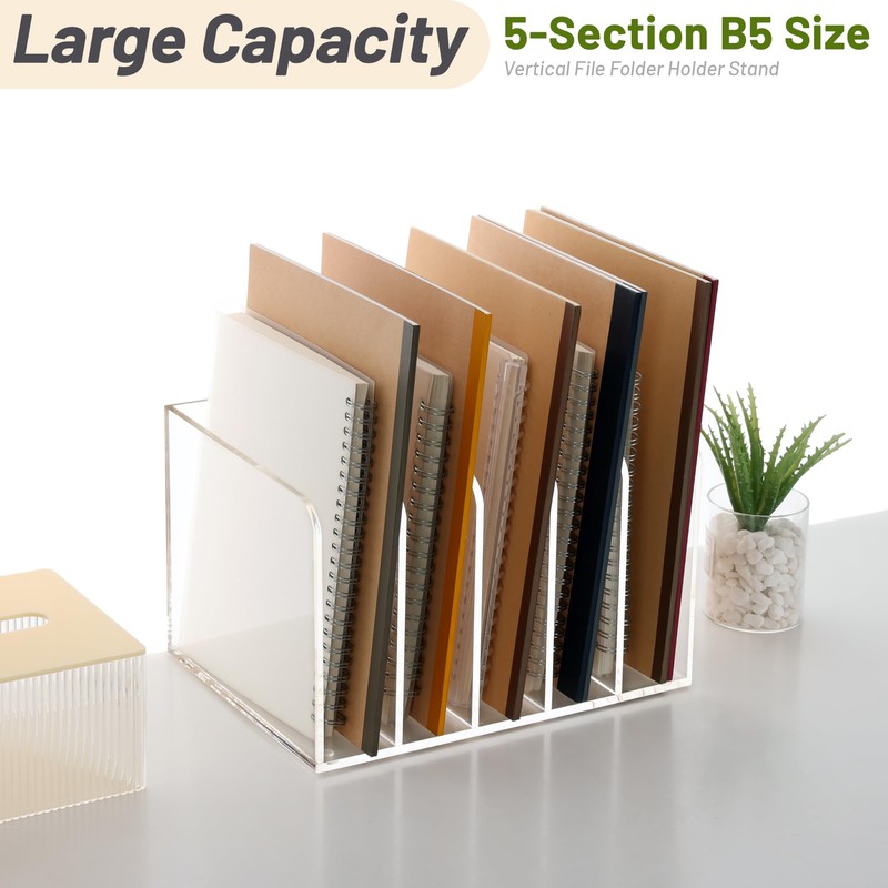 SANRUI Acrylic File Organizer, Clear Magazine File Holder Desk Organizer