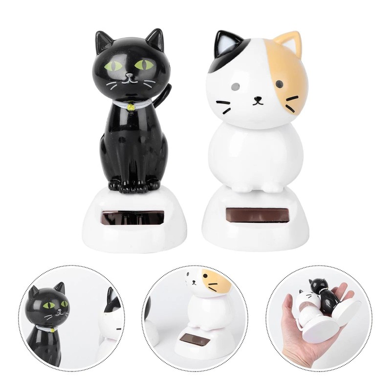 Solar Wobble Figures, Solar Dancing Cat, Bobble Head Cat Ornaments,