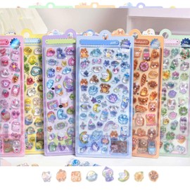 sanyuexiaozai S6 3D Decorative Stickers, Bear Series, Character Hollow 3D Candy Stickers, DIY Notebook, Cell Phone, PVC Material, Multicolor, Waterproof, Anime Character Design, Set of 6