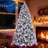 Makeatree 8 ft Prelit Snow Flocked Artificial Christmas Tree with