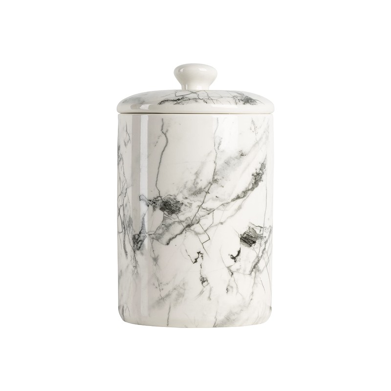 10 Strawberry Street Marble 3 Piece Canister Set, White/Black