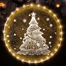 ConBlom Christmas Decorative Window Light, 24 cm Christmas Lighting Indoor Window Hanging Christmas Decoration Fairy Lights for Outdoor Indoor Patio Bedroom Background (Christmas Tree)