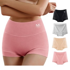 MEIYATING Women's Boyshorts Underwear High Waisted Panties Cotton Boxer Briefs Plus Size 4 Pack…