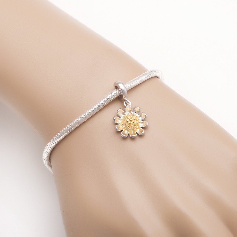 Hoobeads - Colgante con diseño de Girasol en Plata de