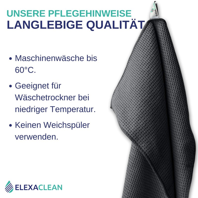 Elexaclean Microfibre Drying Cloth, Premium Waffle Cloth (60 x 40 cm)