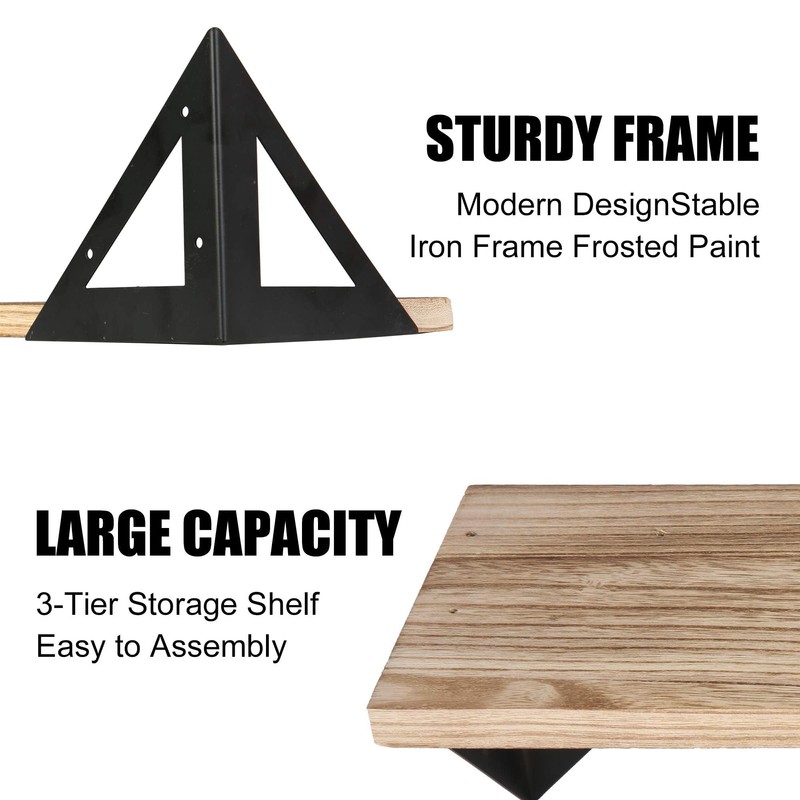 Vilobos Wall Mounted Floating Shelf Set of 3 Solid Wood